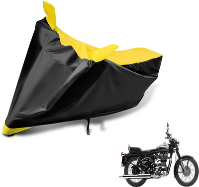 MOCKHE Two Wheeler Cover for Royal Enfield(Bullet 350, Black, Yellow)