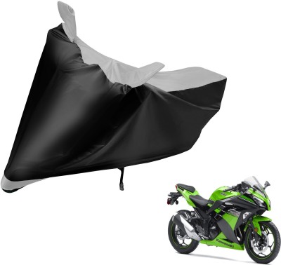 MOCKHE Two Wheeler Cover for Kawasaki(Ninja, Black, Silver)