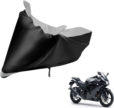 Auto Hub Two Wheeler Cover for Kawasaki(Ninja 250, Black, Silver)