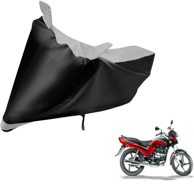 Auto Hub Two Wheeler Cover for Hero(Passion Plus, Black, Silver)