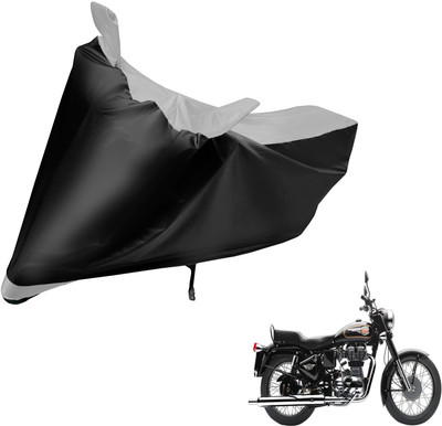 Auto Hub Two Wheeler Cover for Royal Enfield(Bullet 350, Black, Silver)