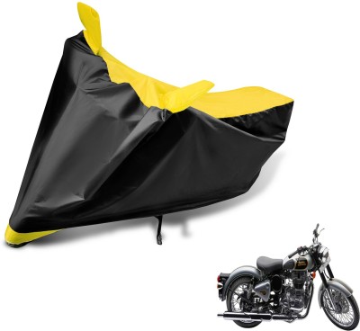 MOCKHE Two Wheeler Cover for Royal Enfield(Classic 500, Black, Yellow)