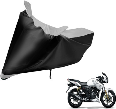 MOCKHE Two Wheeler Cover for TVS(Apache RTR 160, Black, Silver)