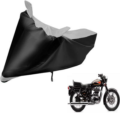 Auto Hub Two Wheeler Cover for Royal Enfield(500, Black, Silver)