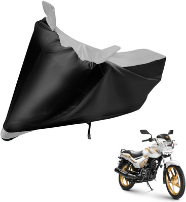 Auto Hub Two Wheeler Cover for TVS(Star City Plus, Black, Silver)