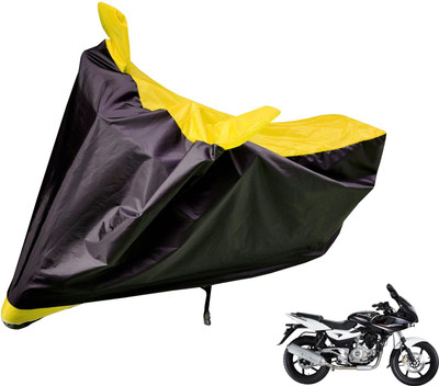 Auto Hub Two Wheeler Cover for Bajaj(Pulsar 220 DTS-i, Black, Yellow)