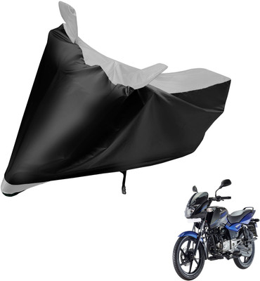 MOCKHE Two Wheeler Cover for Bajaj(Pulsar 150 DTS-i, Black, Silver)