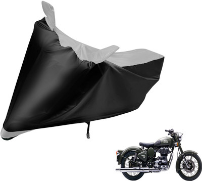 MOCKHE Two Wheeler Cover for Royal Enfield(Battle Green, Black, Silver)