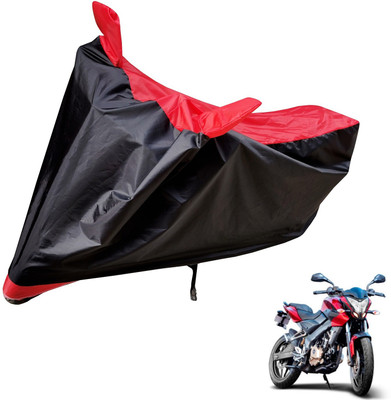 Auto Hub Two Wheeler Cover for Bajaj(Pulsar 200 NS DTS-i, Black, Red)
