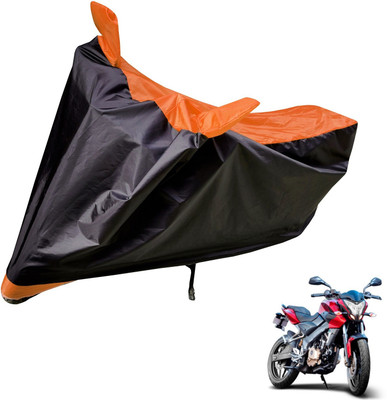 Auto Hub Two Wheeler Cover for Bajaj(Pulsar 200 NS DTS-i, Black, Orange)