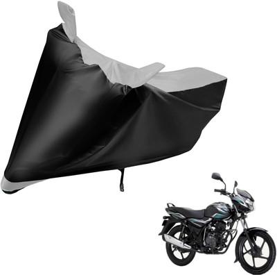 Auto Hub Two Wheeler Cover for Bajaj(Discover 100 DTS-i, Black, Silver)