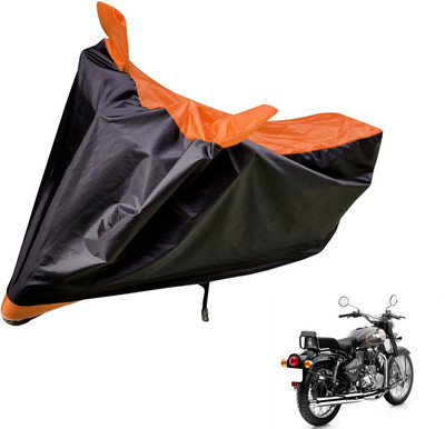 Auto Hub Two Wheeler Cover for Royal Enfield(Bullet 500, Black, Orange)