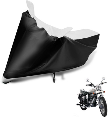 MOCKHE Two Wheeler Cover for Royal Enfield(Bullet 350, Black, White)