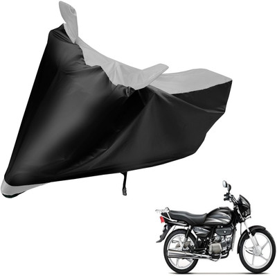 Auto Hub Two Wheeler Cover for Hero(Splendor Plus, Black, Silver)
