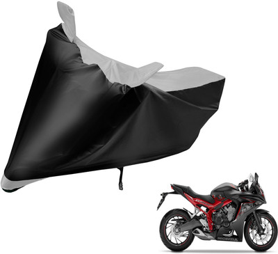 Auto Hub Two Wheeler Cover for Honda(CBR 650F, Black, Silver)