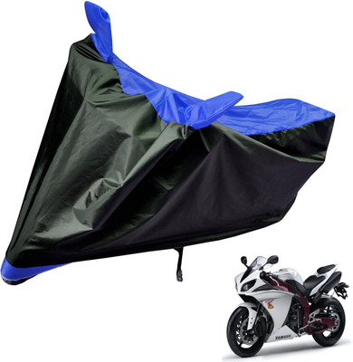 Auto Hub Two Wheeler Cover for Yamaha(YZF R1, Black, Blue)