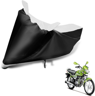 MOCKHE Two Wheeler Cover for Hero(HF Deluxe Eco, Black, White)