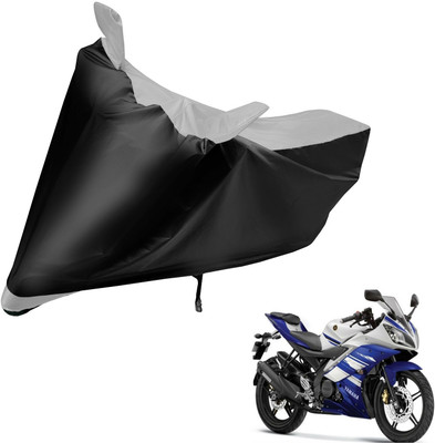 Auto Hub Two Wheeler Cover for Yamaha(R15, Black, Silver)