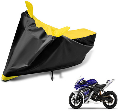 Auto Hub Two Wheeler Cover for Yamaha(YZF R25, Black, Yellow)