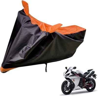 Auto Hub Two Wheeler Cover for Yamaha(YZF R1, Black, Orange)