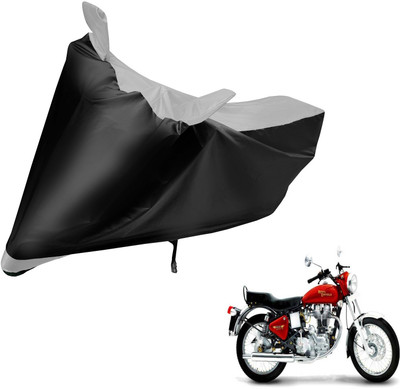 MOCKHE Two Wheeler Cover for Royal Enfield(Electra 5S, Black, Silver)