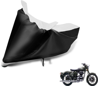 MOCKHE Two Wheeler Cover for Royal Enfield(Battle Green, Black, White)