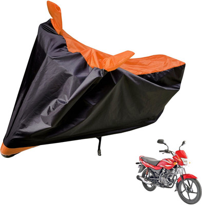 Auto Hub Two Wheeler Cover for Bajaj(Platina 100 DTS-i, Black, Orange)