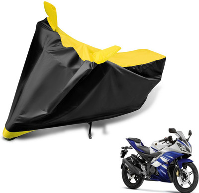 Euro Care Two Wheeler Cover for Yamaha(R15 V3, Black, Yellow)