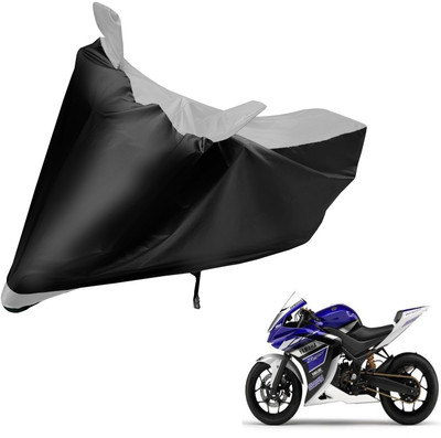 Auto Hub Two Wheeler Cover for Yamaha(YZF R25, Black, Silver)
