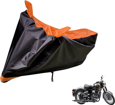 Auto Hub Two Wheeler Cover for Royal Enfield(Classic 500, Black, Orange)