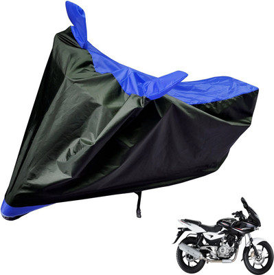 Auto Hub Two Wheeler Cover for Bajaj(Pulsar 220 DTS-i, Black, Blue)