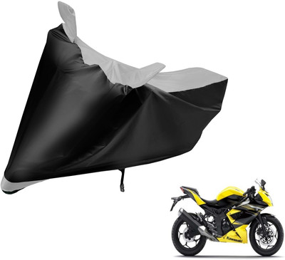 MOCKHE Two Wheeler Cover for Kawasaki(Ninja, Black, Silver)