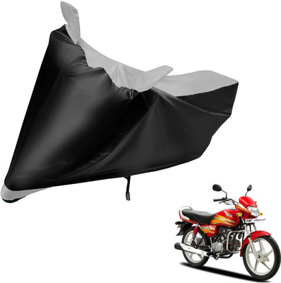 Auto Hub Two Wheeler Cover for Hero(HF Deluxe, Black, Silver)