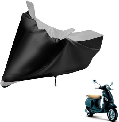 MOCKHE Two Wheeler Cover for Vespa(Piaggio Vespa, Black, Silver)