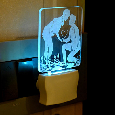 AFAST Acrylic 3D Illusion Purposing Couple LED Night Lamp Night Lamp(10 cm, White)