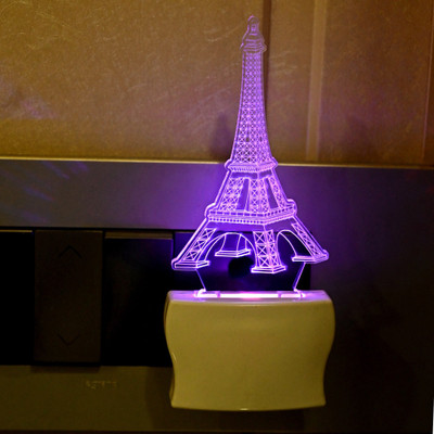 AFAST 3D Illusion One of Seven Wonders Eiffel Tower LED Night Lamp Night Lamp(10 cm, White)