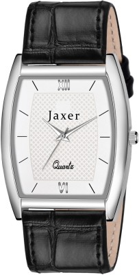 Jaxer JXRM2152 White Dial and Black Leather Strap Analog Watch  - For Men