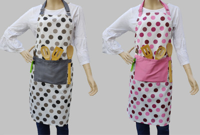 stile dio Cotton, Polyester Home Use Apron - Free Size(Multicolor, Pack of 2)