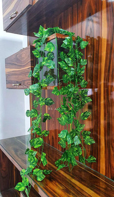 BS AMOR Artificial Ivy Greenery Bail Garlands Leaves Greenery Hanging Vine Creeper Plants Bunch for Home Decor maindoor Wall Door Balcony Office Decoration Party Festival Craft (Pack Of 6 Strings) Artificial Plant(45 cm, Green)