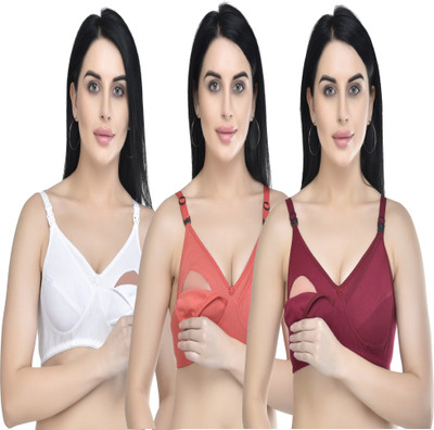 yalinee yalinee Women Maternity/Nursing Non Padded Bra(Maroon)