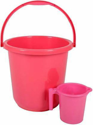YASHODEEP PLASTIC Unbreakable Plastic Bucket 16L With Mug 900ML 10 L Plastic Bucket(Pink)