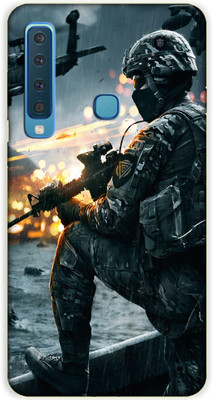 iprinto Back Cover for Samsung Galaxy A9 2018 Indian Army Back Cover(Black, Flexible, Silicon, Pack of: 1)