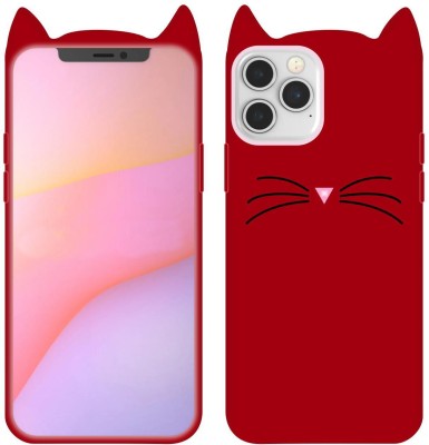 CASE CREATION Back Cover for Apple iPhone 12 Pro Max 2020 Fashion Graphic 3D Feel Girlish Cat Case Smart Cover(Red, 3D Case, Pack of: 1)