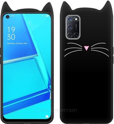 CASE CREATION Back Cover for Oppo A52 Cat Designer Case Royal Stylish Cover Girly Soft(Black, Shock Proof, Pack of: 1)
