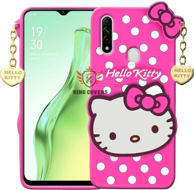 KING COVERS Back Cover for Oppo A31 - Hello Kitty Case | 3D Cute Doll | Soft Girl Back Cover with Pendant(Pink, Flexible, Pack of: 1)