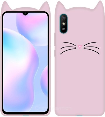 CASE CREATION Back Cover for Xiaomi Redmi 9A (2020) Cases 3D Premium Cover Meau silicone(Pink, Grip Case, Pack of: 1)