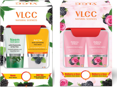 VLCC Neem + Anti Tan  (2x150ml) & Mulberry Rose  (2x150ml) Face Wash(600 g)