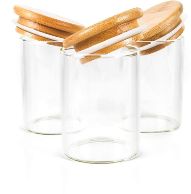 barad enterprise Glass Grocery Container  - 220 ml(Pack of 3, Clear)