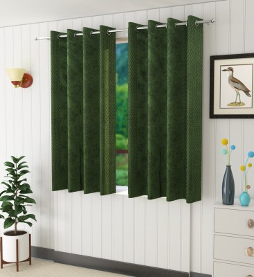 Flipkart SmartBuy 152 cm (5 ft) Polyester Semi Transparent Window Curtain (Pack Of 2)(Floral, Green)