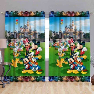 DHRUV HANDLOOM 214 cm (7 ft) Polyester Room Darkening Door Curtain (Pack Of 2)(Cartoon, Multicolor)